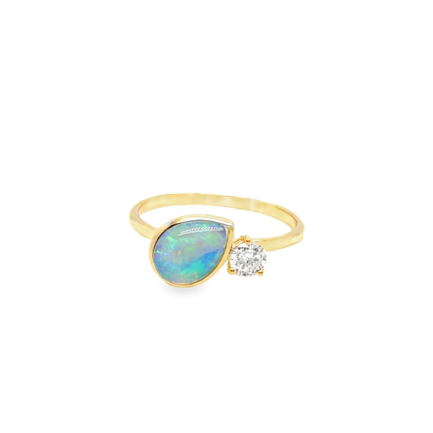 14KY Toi Et Moi Pear Opal Ring