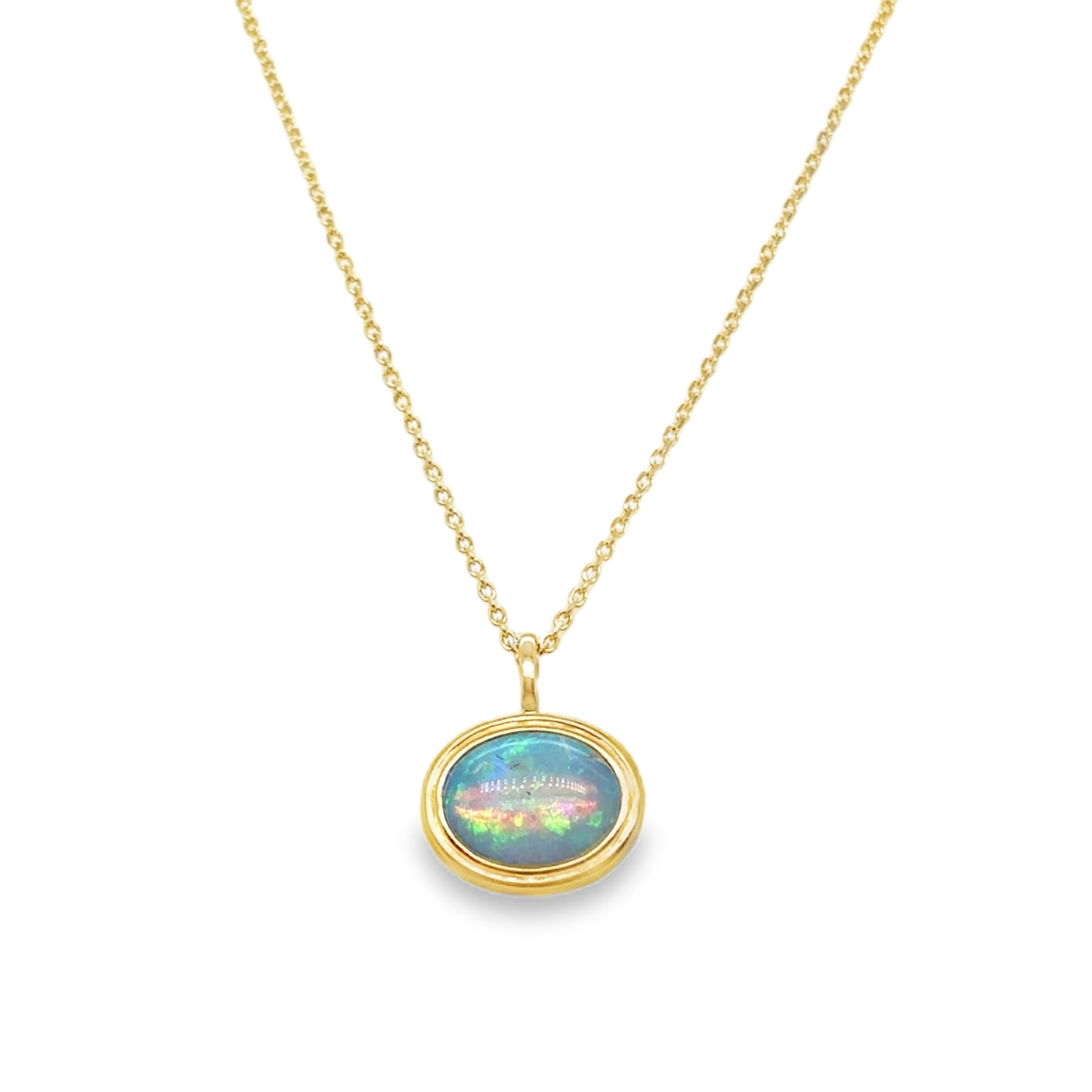 14KY Opal Double Bezel Pendant