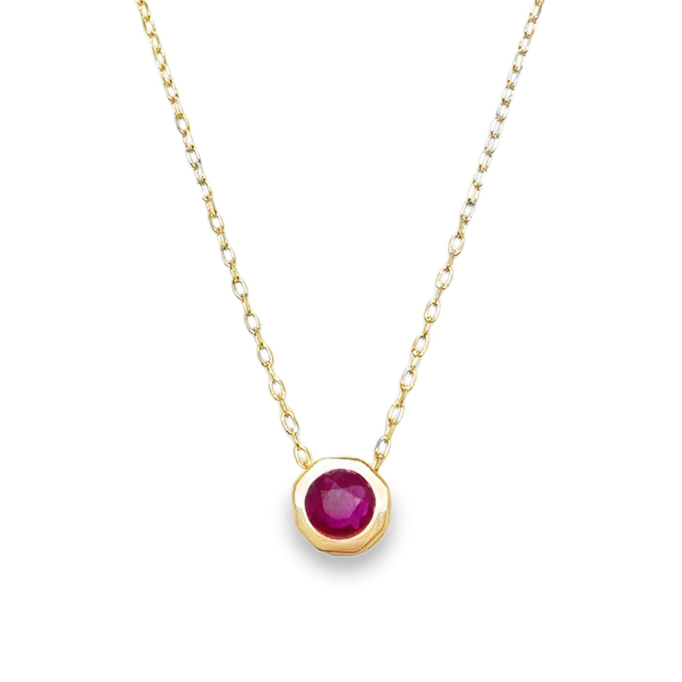 14KY "Geo" Ruby Slider Necklace