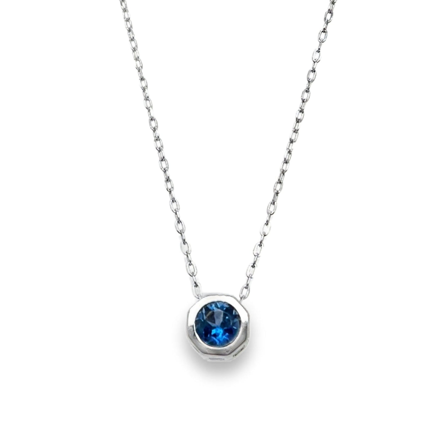 14KW "Geo" Blue Sapphire Slider Necklace
