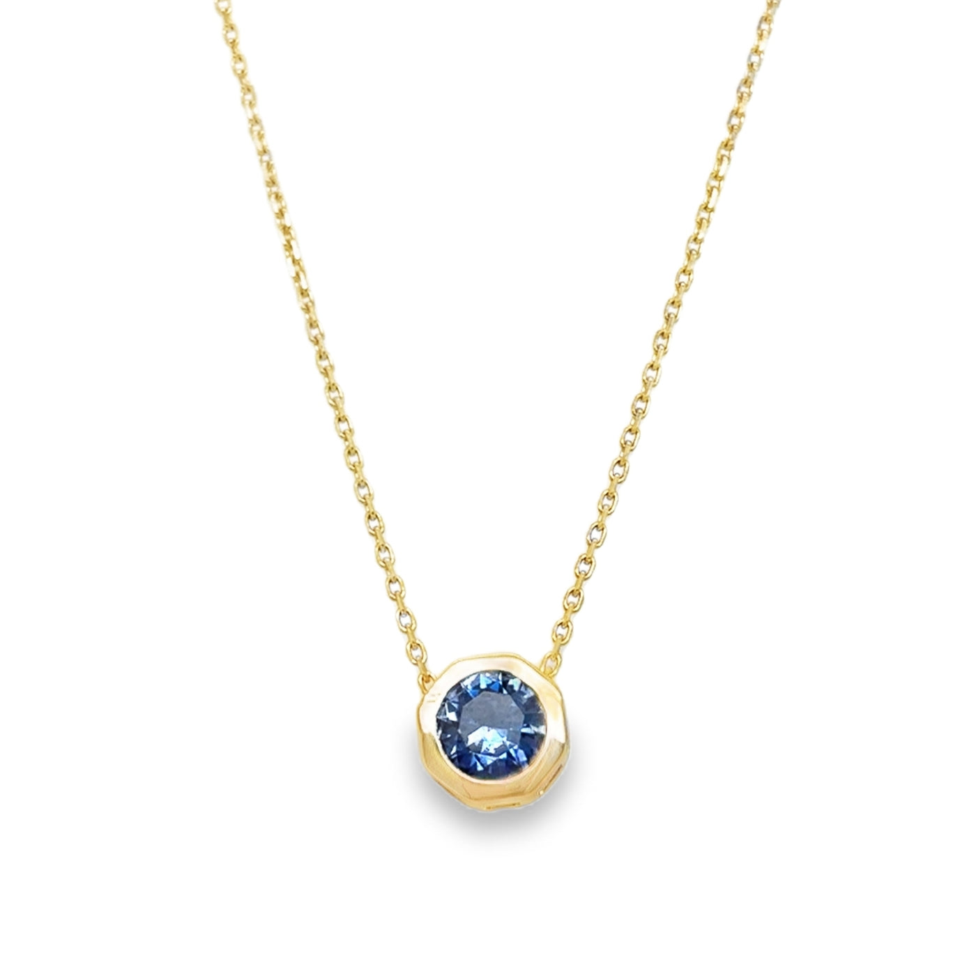14KY "Geo" Sapphire Slider Necklace