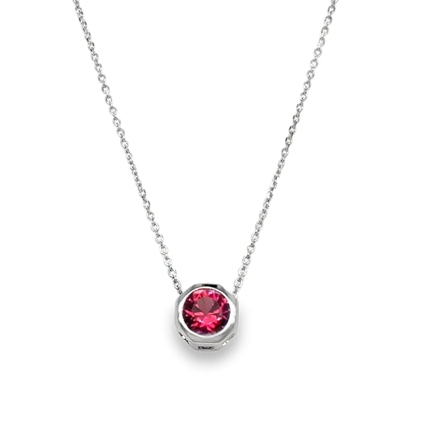 14KW "Geo Rhodolite Garnet Slider Necklace