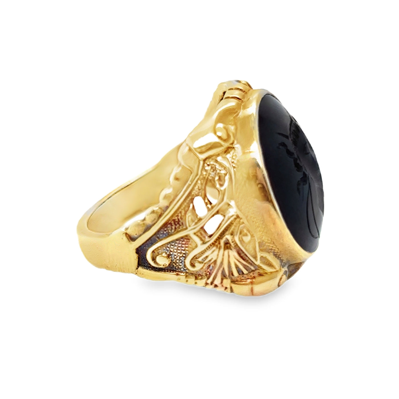 10KY Vintage Art Nouveau Agate Old Roman Intaglio Signet Ring