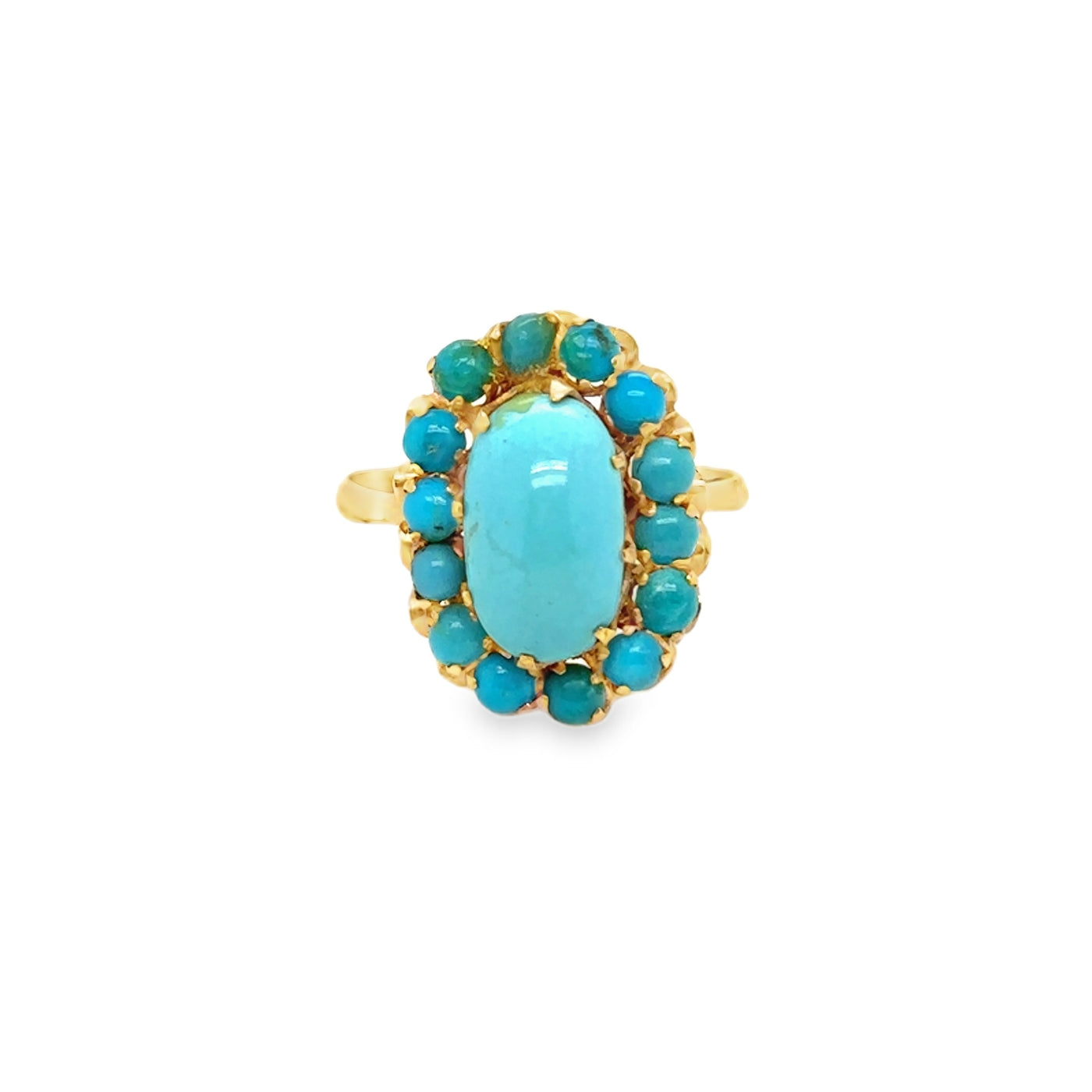 14KY Victorian Persian Turquoise Flower Ring