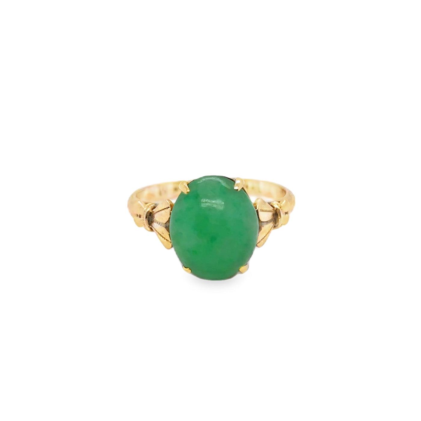 14KY Victorian Cabachon Jade Ring