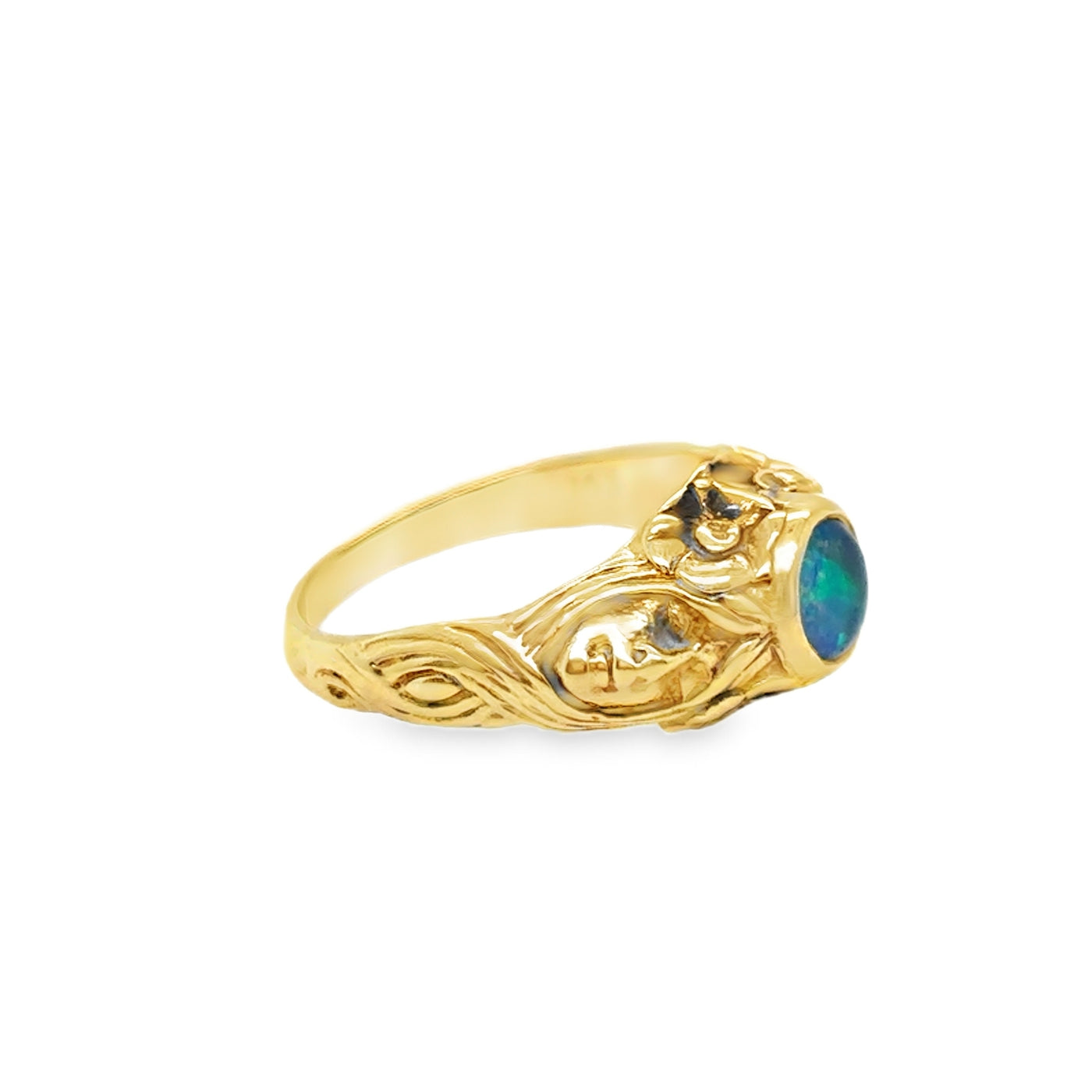 14KY Art Nouveu Opal Signet Ring