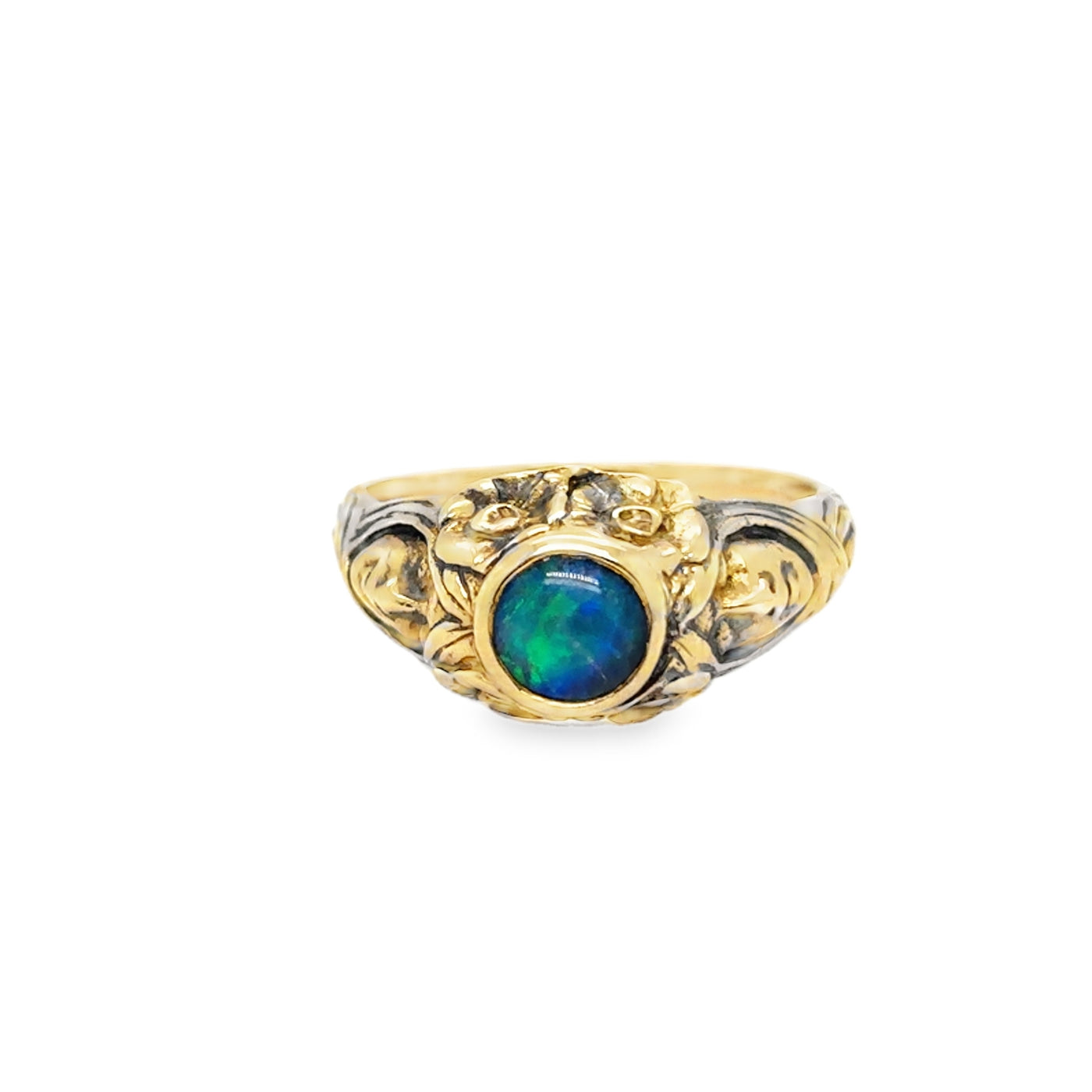 14KY Art Nouveu Opal Signet Ring