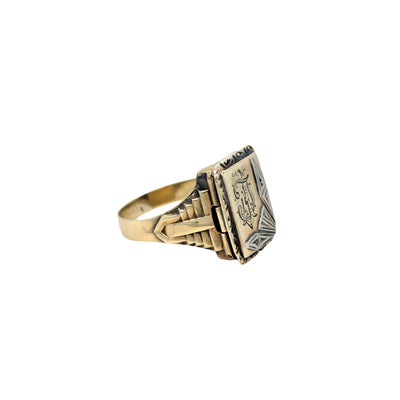 14KY L,F Monogramed Signet Poison Ring