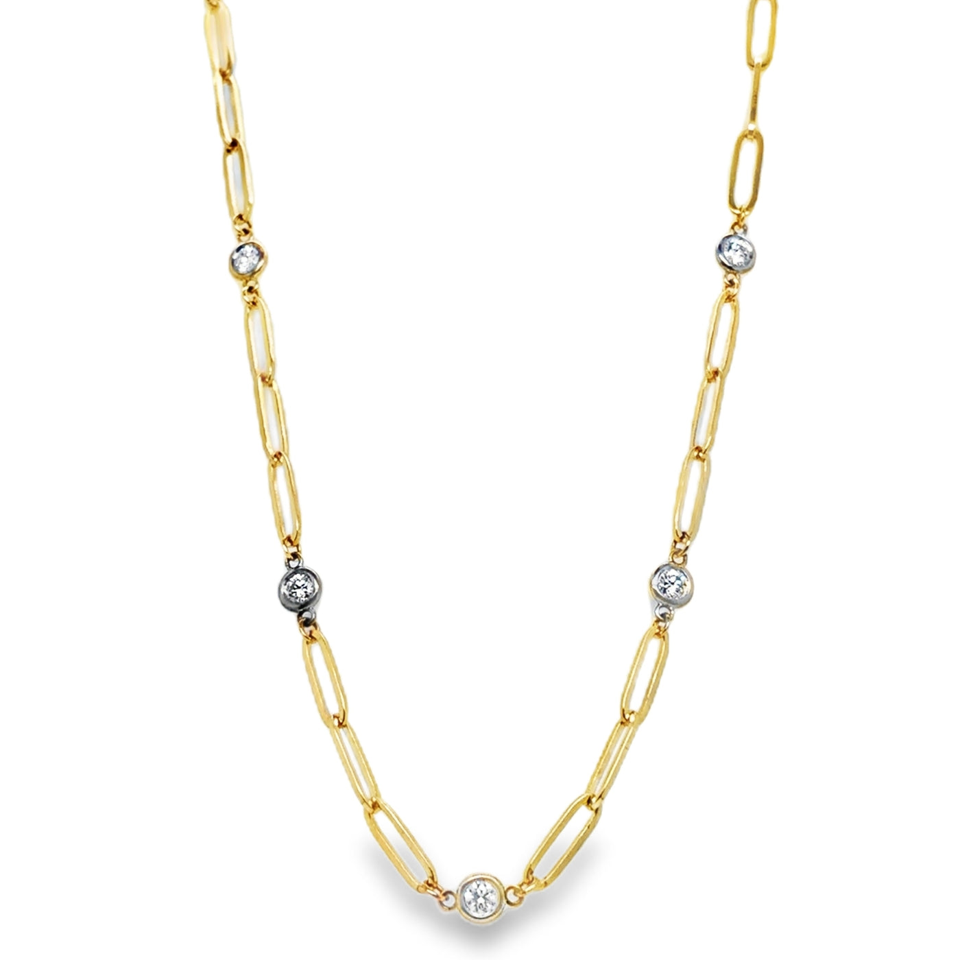 14KYW Paperclip Diamonds by the Yard Necklace