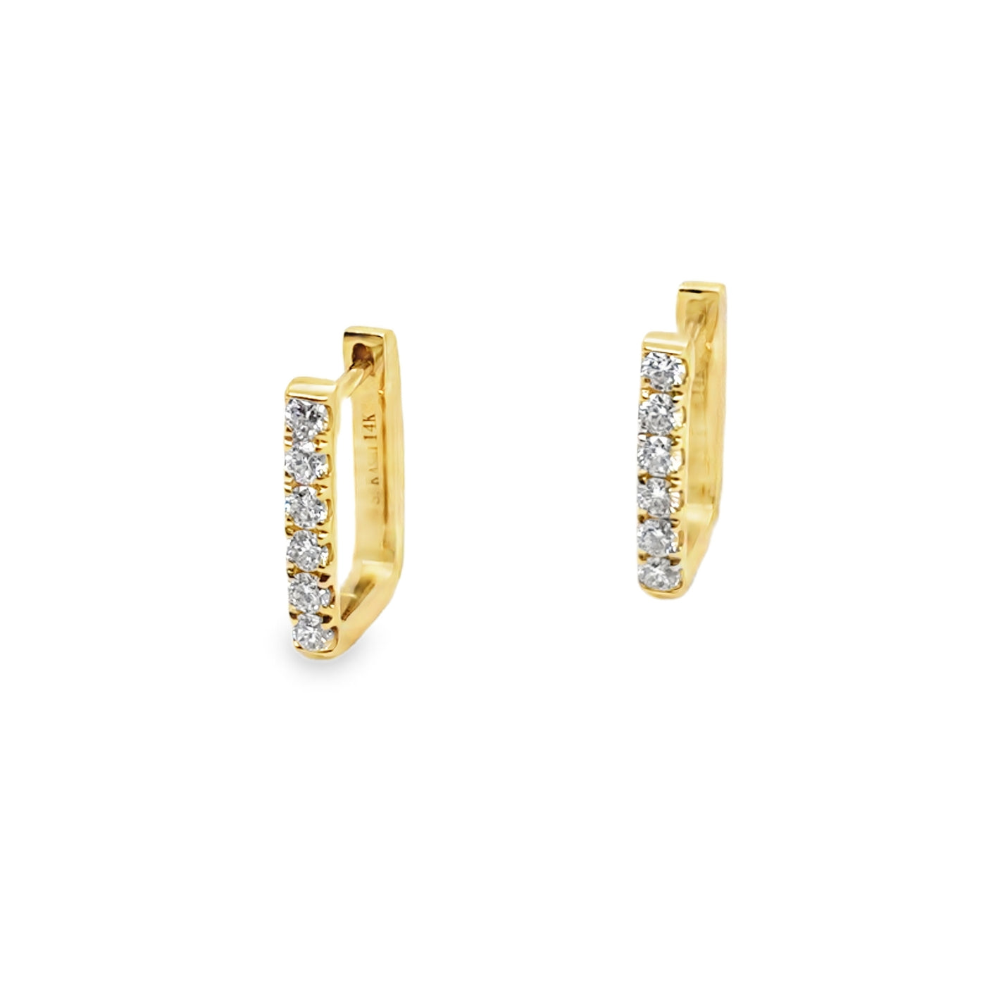 14KY Diamond Squared Huggies