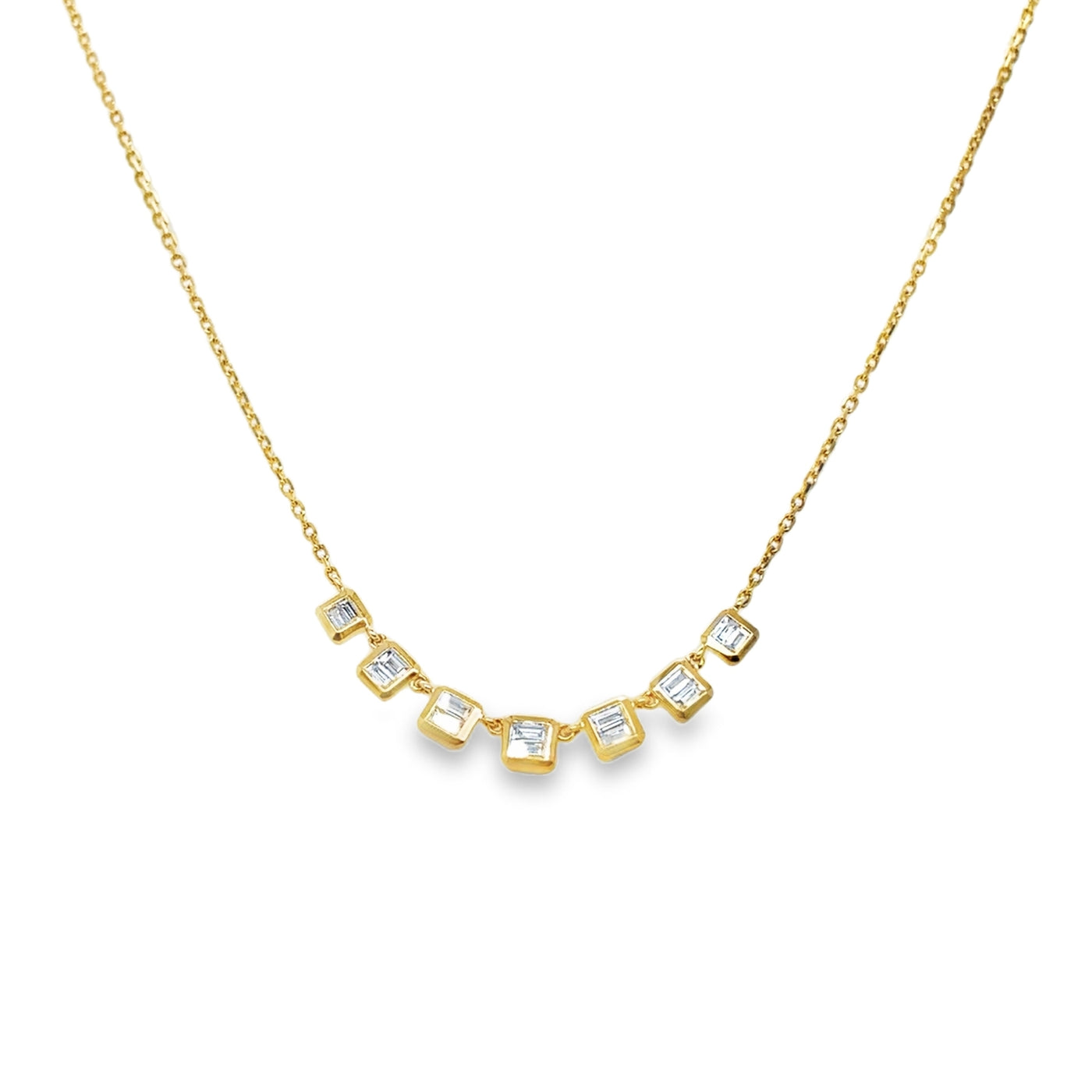 14KY Baguette Diamond Shaker Necklace