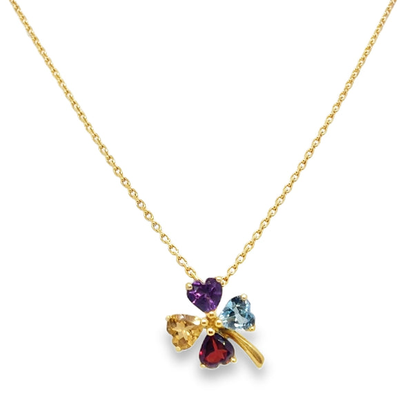 18K French Clover Pendant & Chain