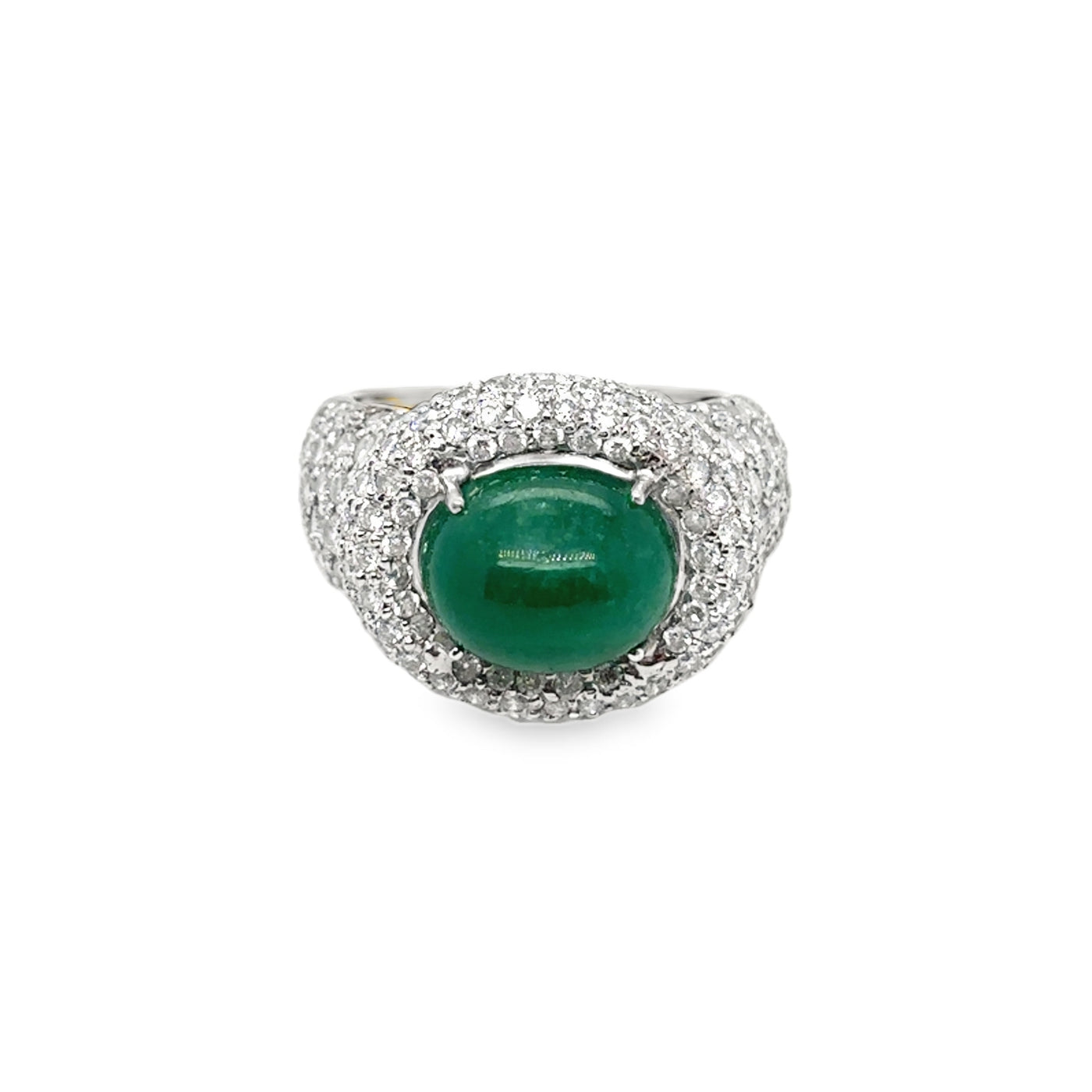 18KW Oval Emerald and Diamond Ring
