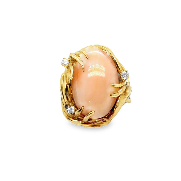 18KY "Angel Skin" Pink Coral Ring