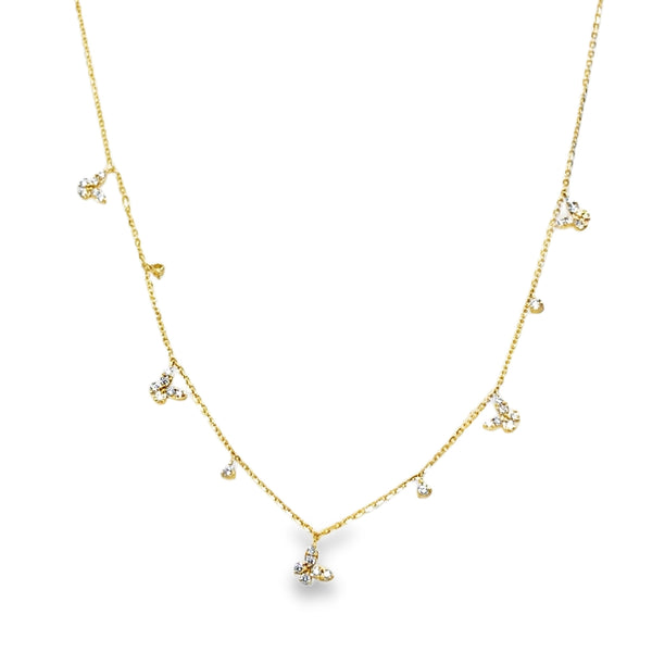 14KY Butterfly Diamond Shaker Necklace