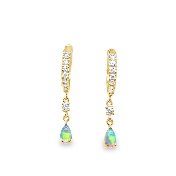 14K "Esperansa" Opal  Huggie Drop Earring