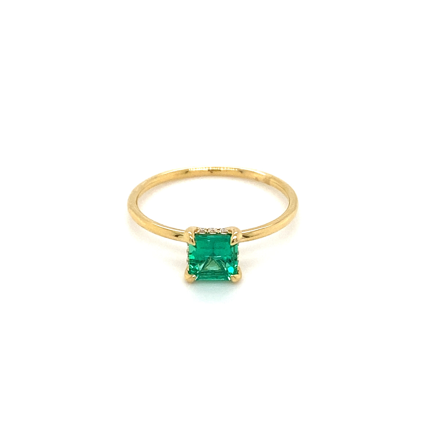 AGL Emerald & Diamond Hidden Halo Ring