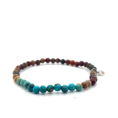 925 Beaded Alt Turq + Picasso Jasper Beaded Bracelet