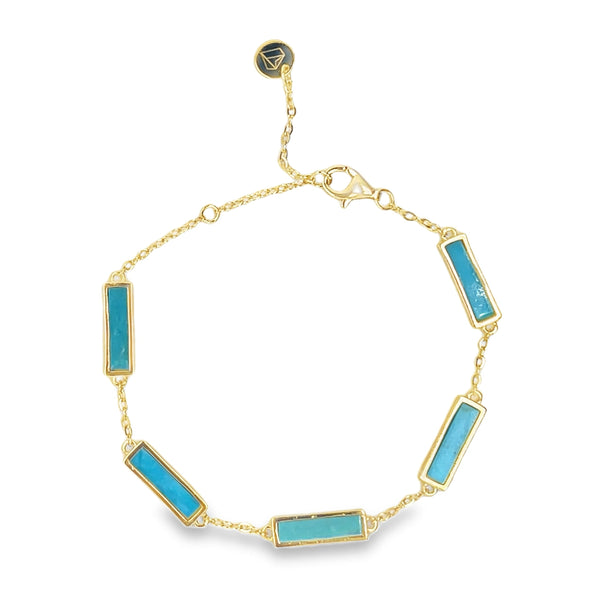 Turquoise Bar Bracelet Gold Plated