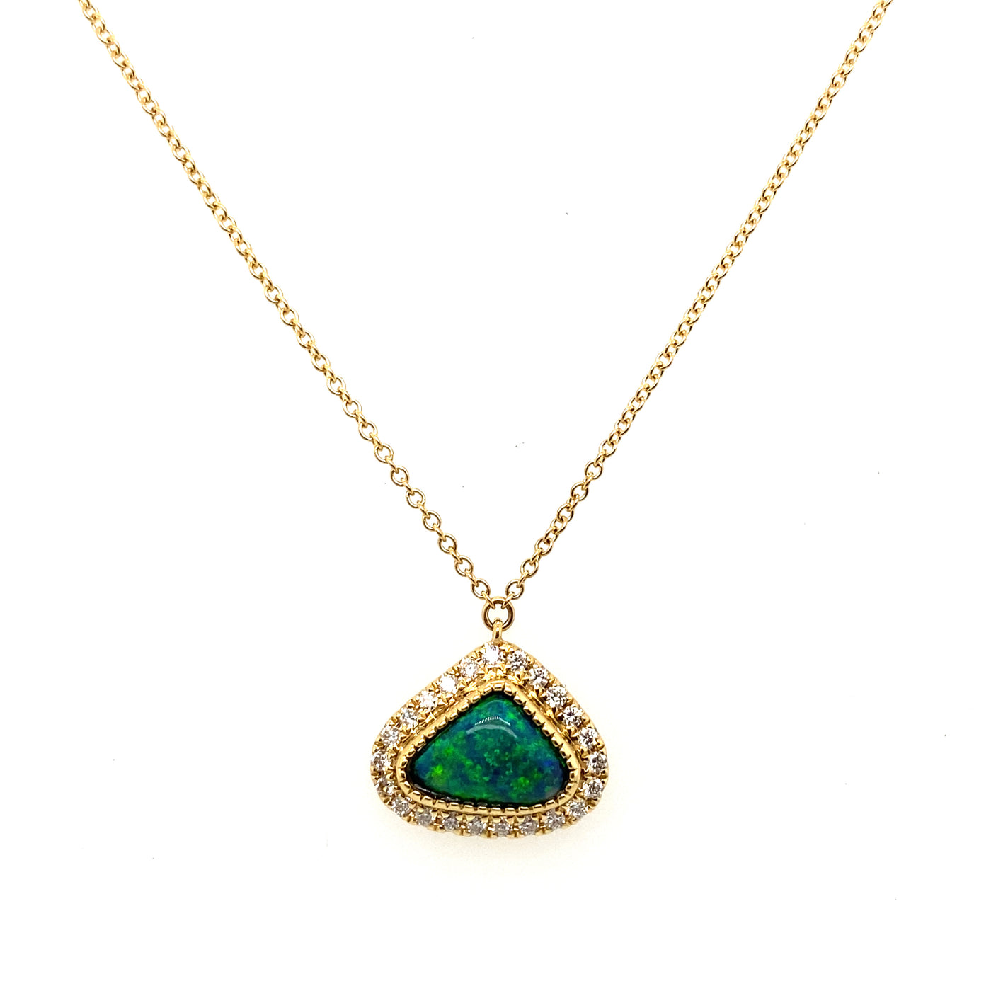 Pear Lightning Ridge Black Opal and Diamond Necklace