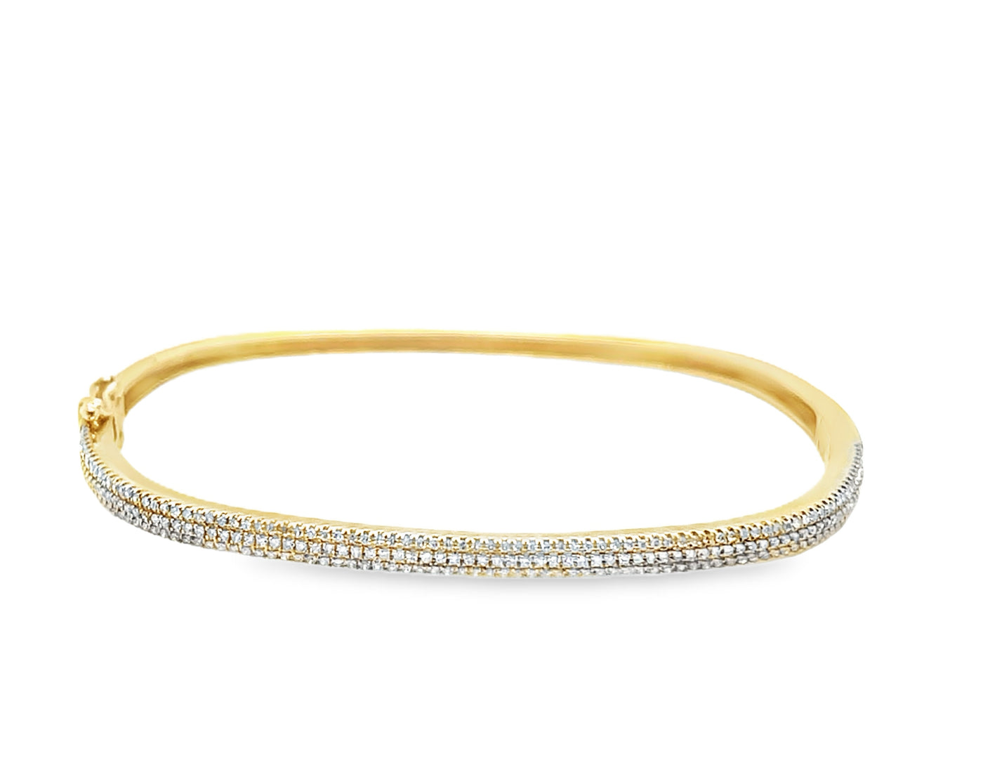 14K Diamond Square Bangle Bracelet