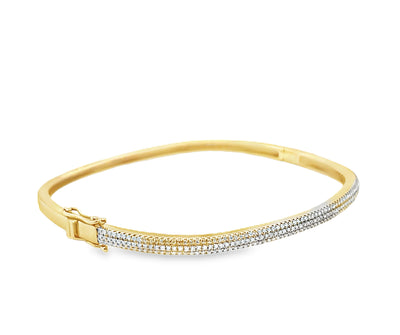 14K Diamond Square Bangle Bracelet