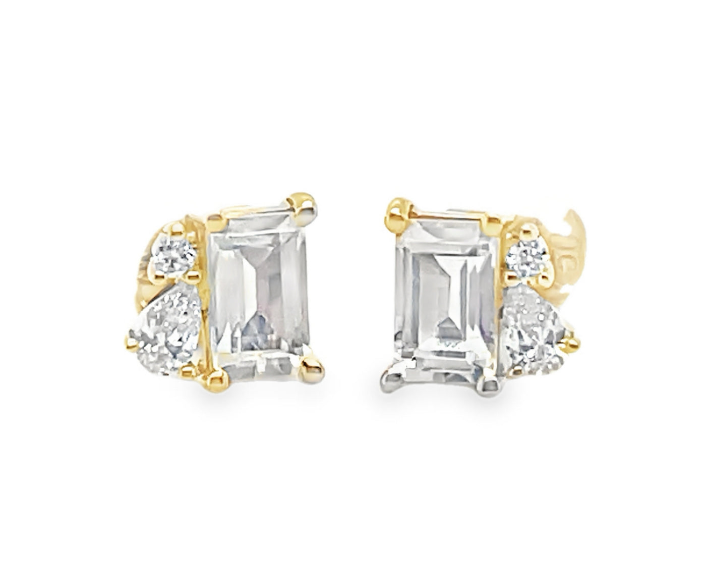 18K "Toi et Moi" Moonstone and Diamond Stud Earrings