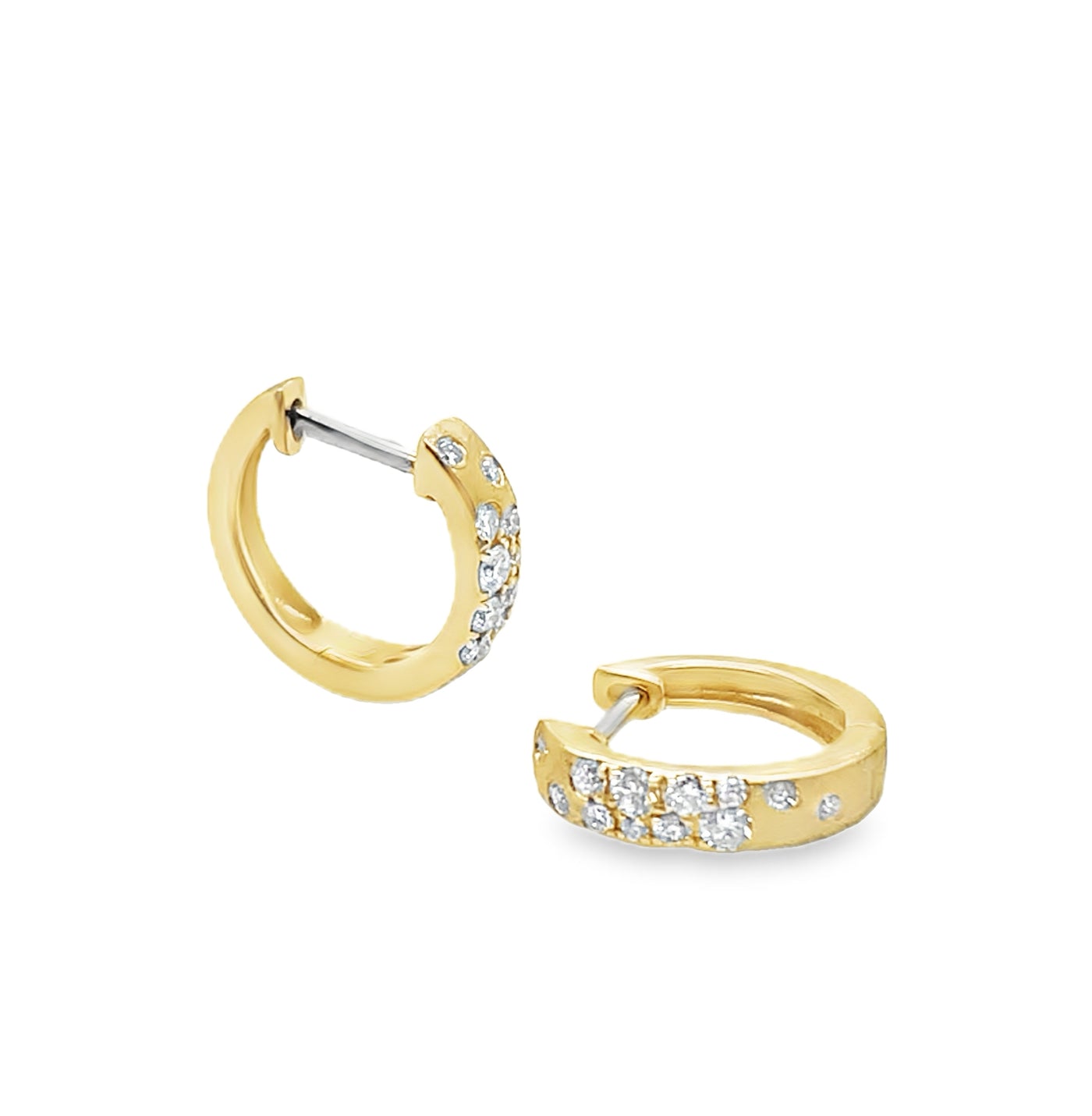 14K Confetti Diamond Huggie Hoop Earrings