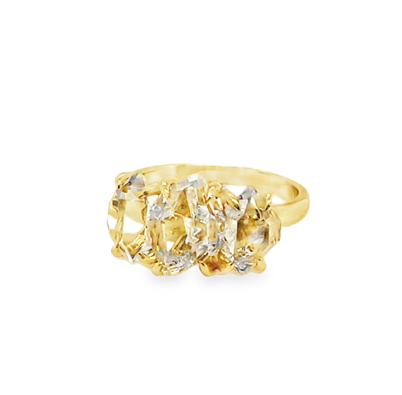 Herkimer Quartz Ring Sterling Silver Gold Plated