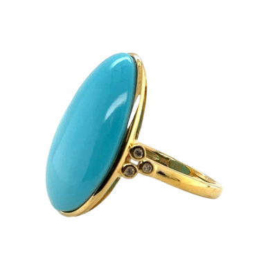 Turquoise & Champagne Diamond Ring