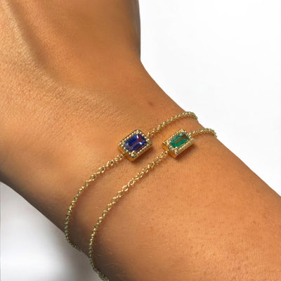 14K Gold Emerald Cut Line Bracelet
