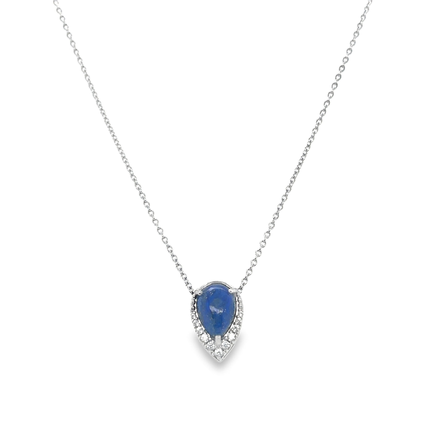 Lapis & White Topaz Necklace Pear Shape Necklace