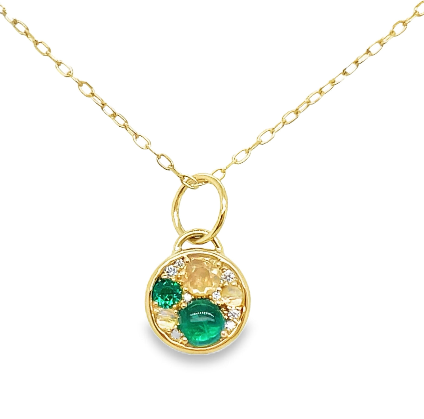 18K "Lily" Multi-Stone Cluster Charm Pendant