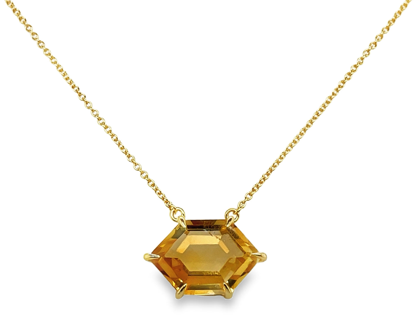 Sterling Silver Citrine Prong Set Necklace