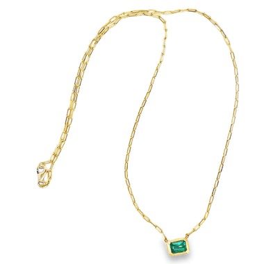 18K Emerald Paperclip Necklace