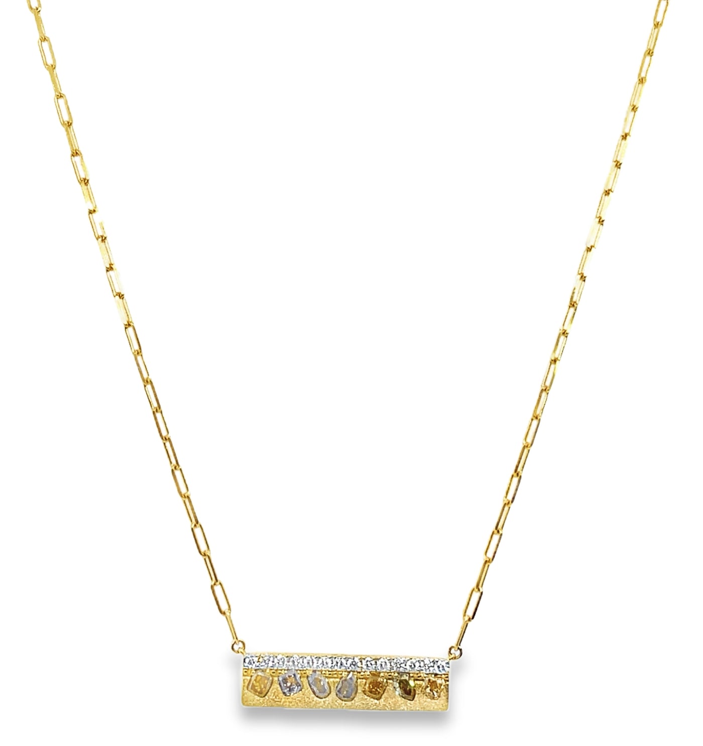 18K Fancy Diamond Bar Paperclip Necklace