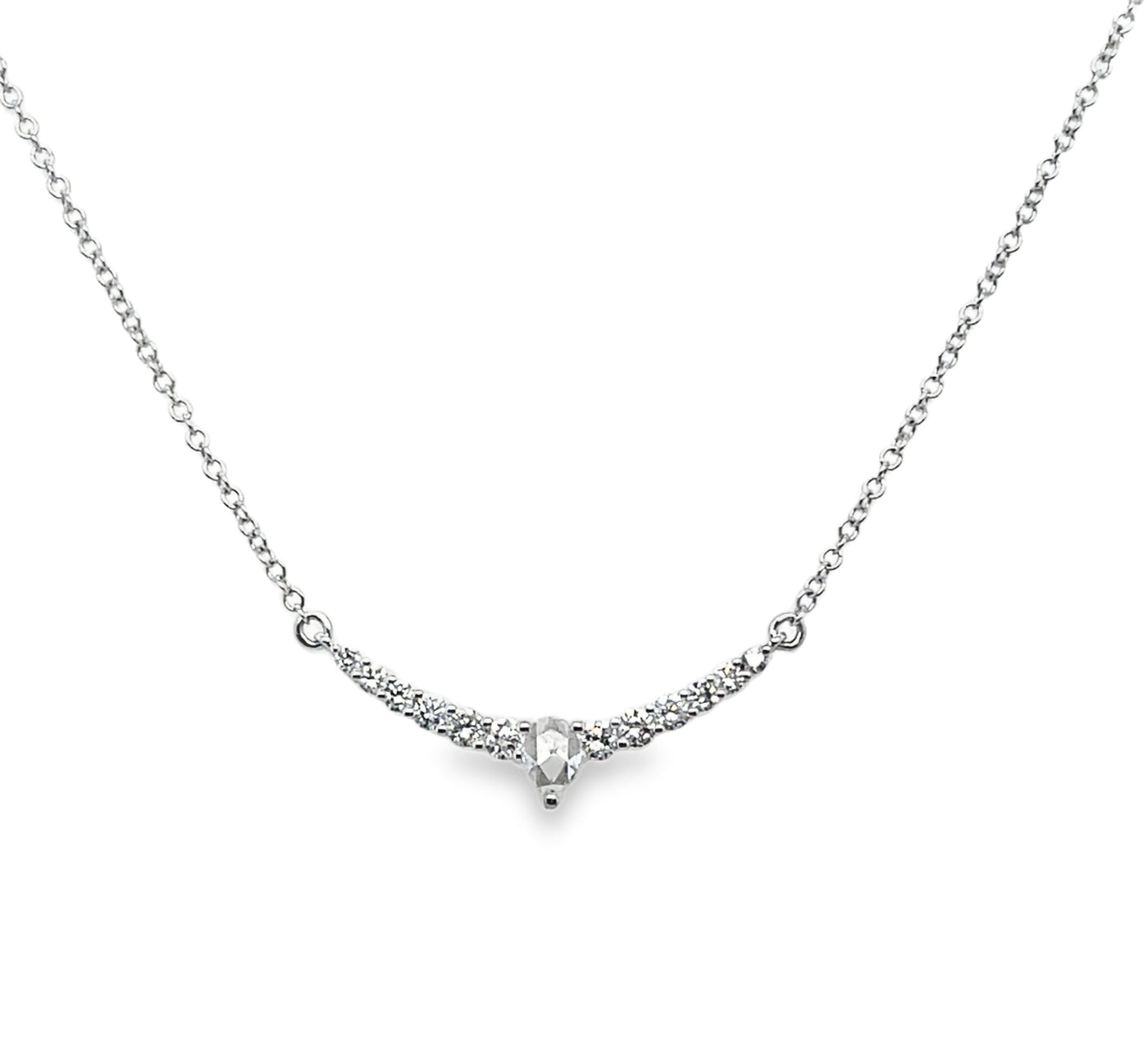 14K Curved Diamond Bar Necklace