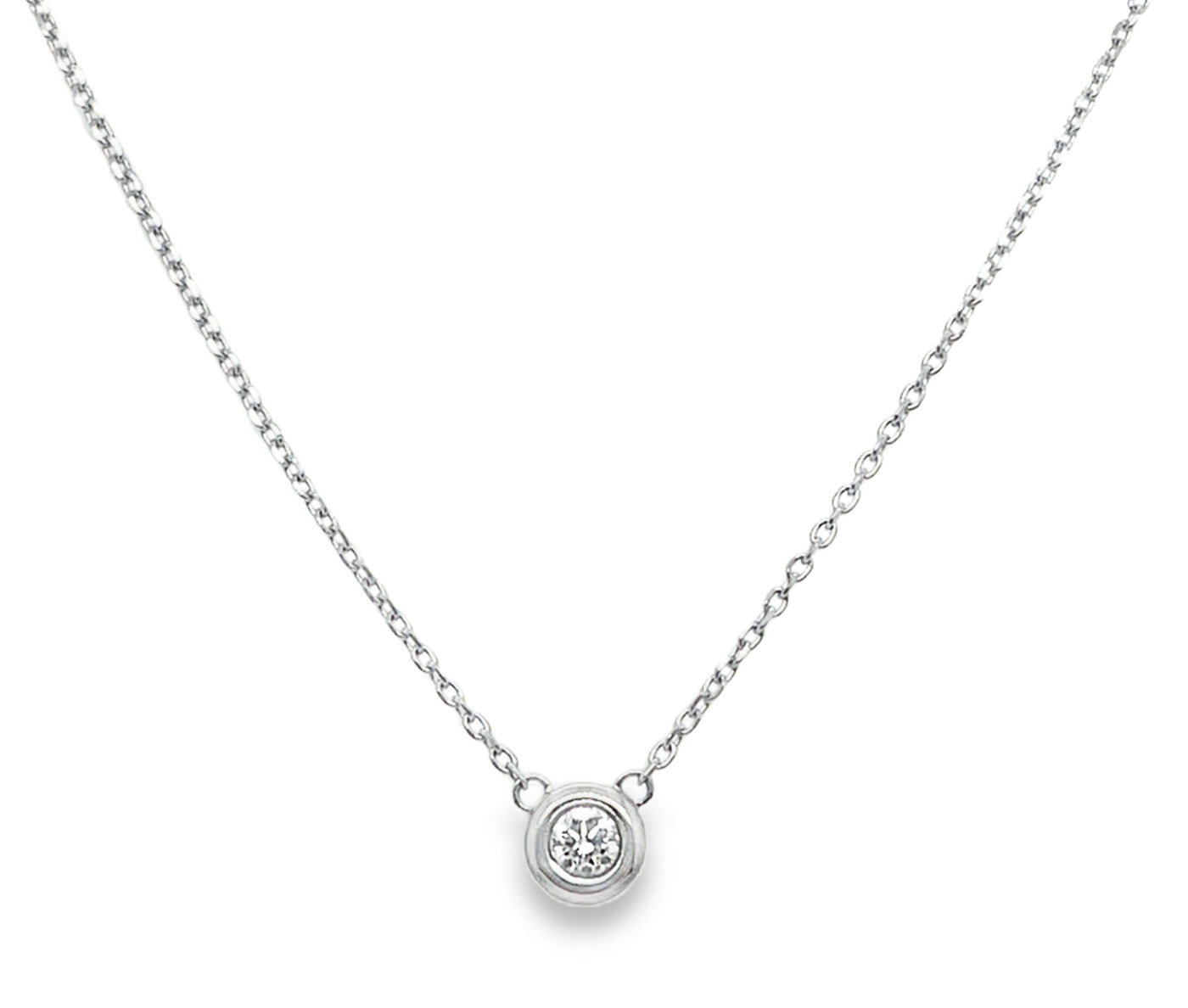 14K Bezel Set Diamond Solitaire Necklace