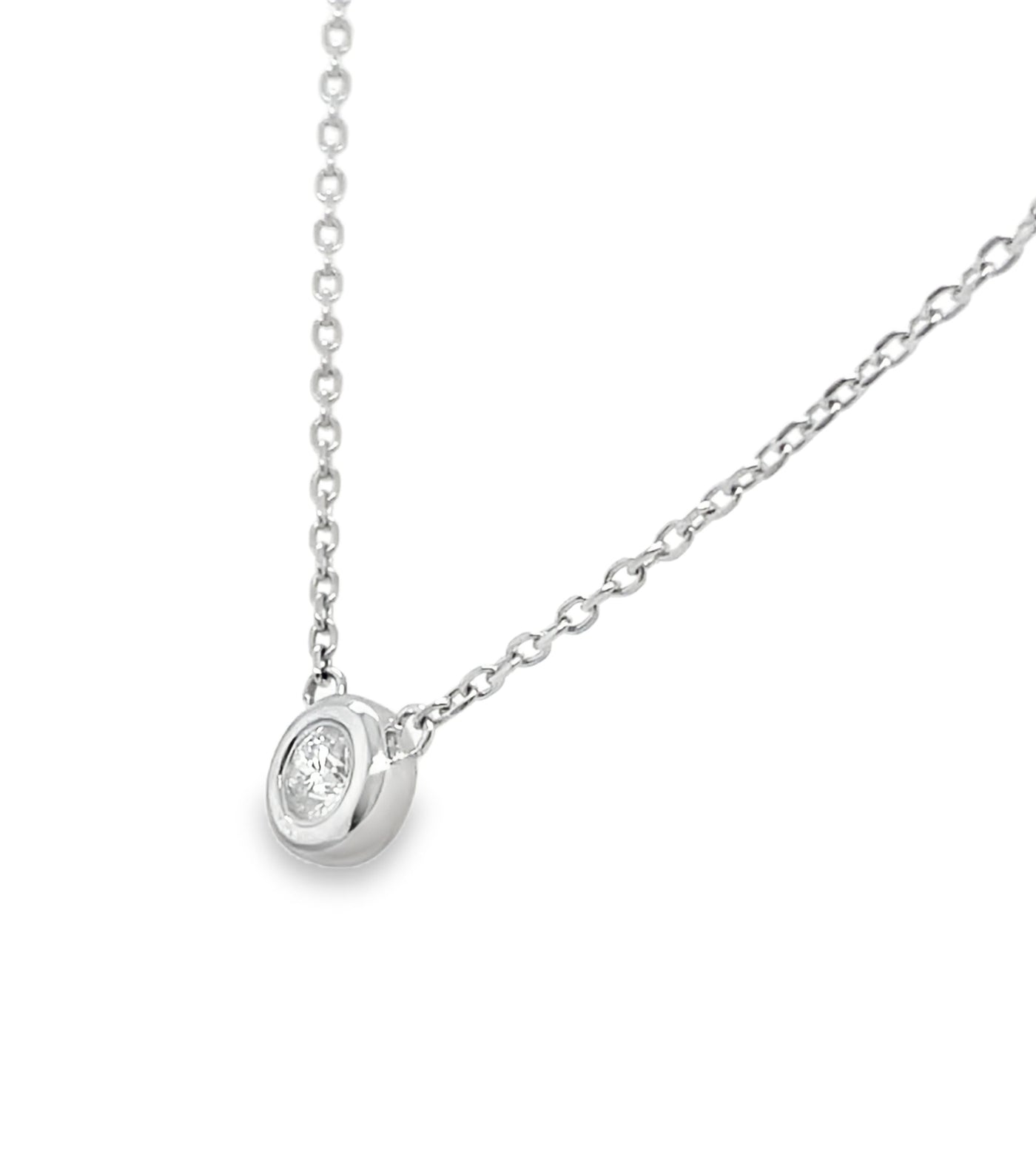 14K Bezel Set Diamond Solitaire Necklace