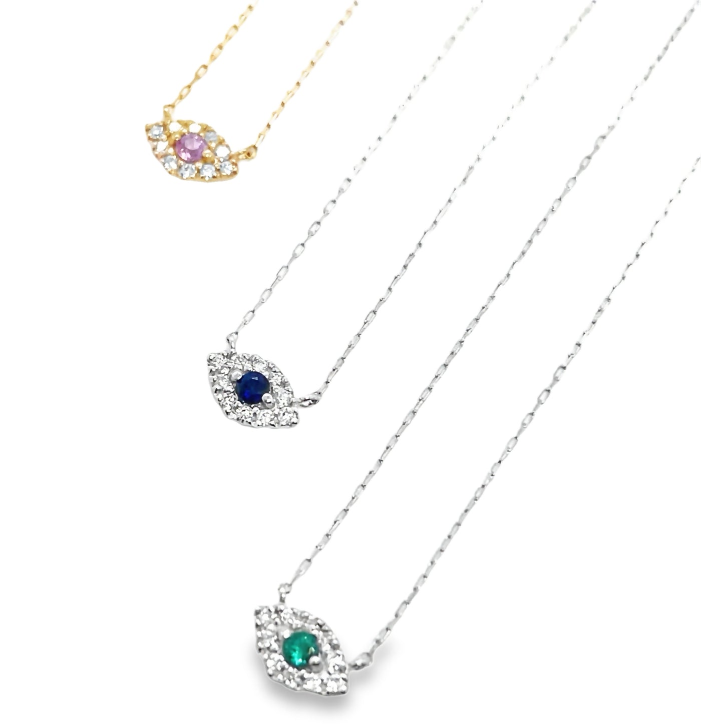 18K Diamond and Gemstone Evil Eye Necklace