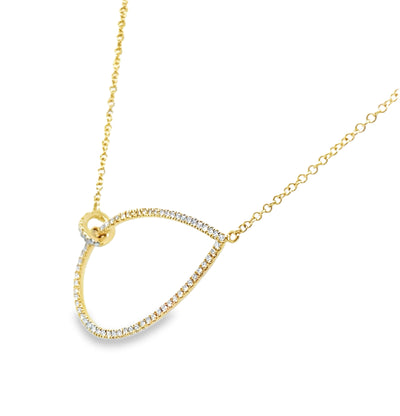 14K Diamond Teardrop Adjustable Necklace