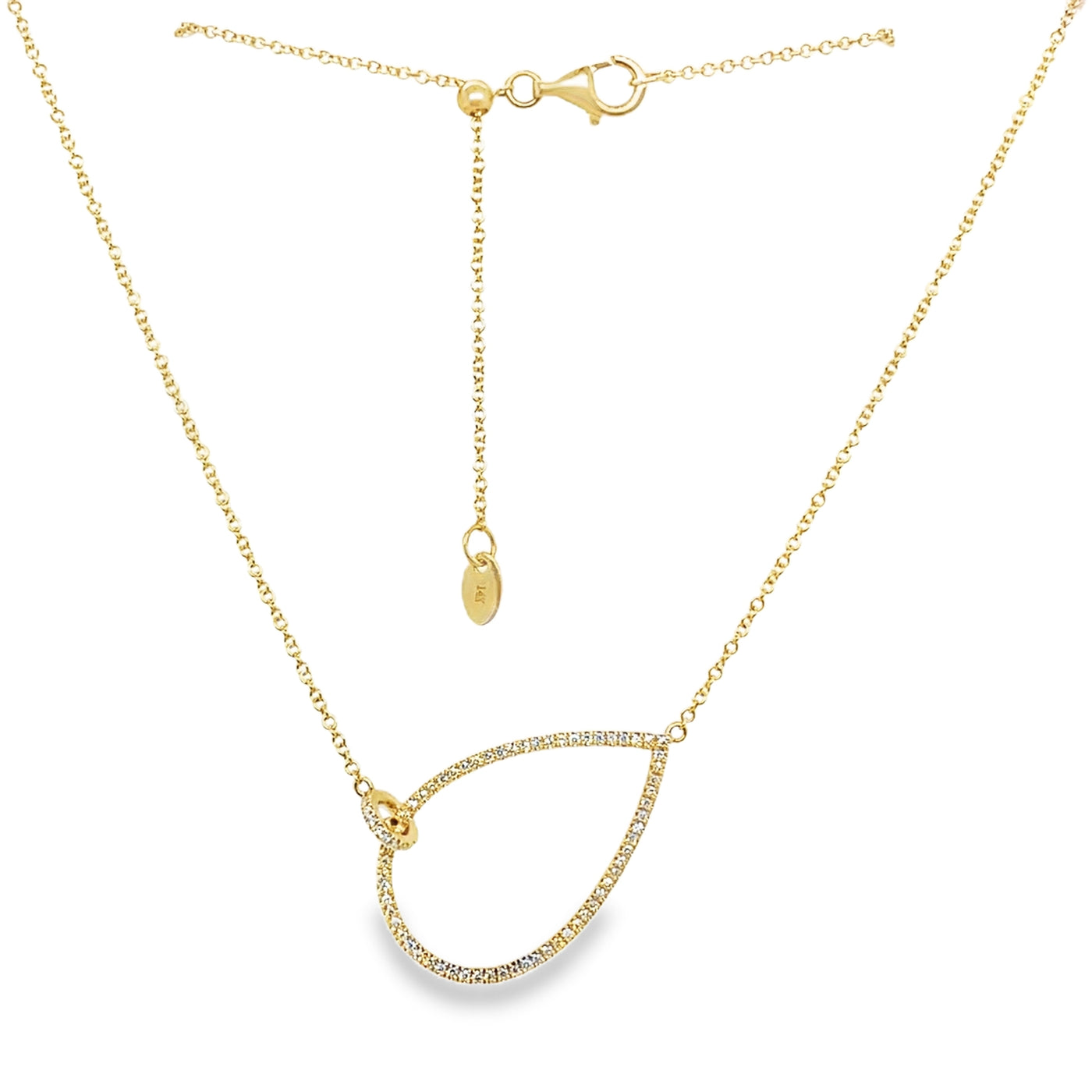 14K Diamond Teardrop Adjustable Necklace