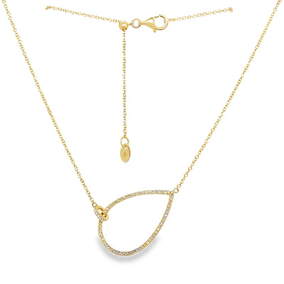 14K Diamond Teardrop Adjustable Necklace