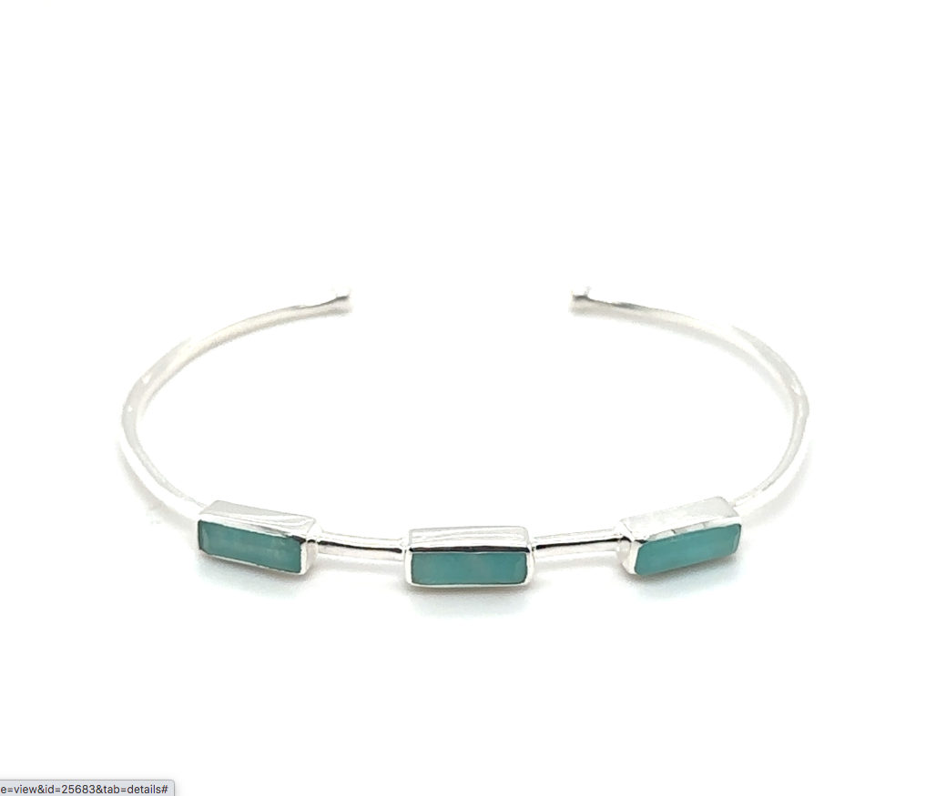 Sterling Silver Gemstone Cuff Bracelet