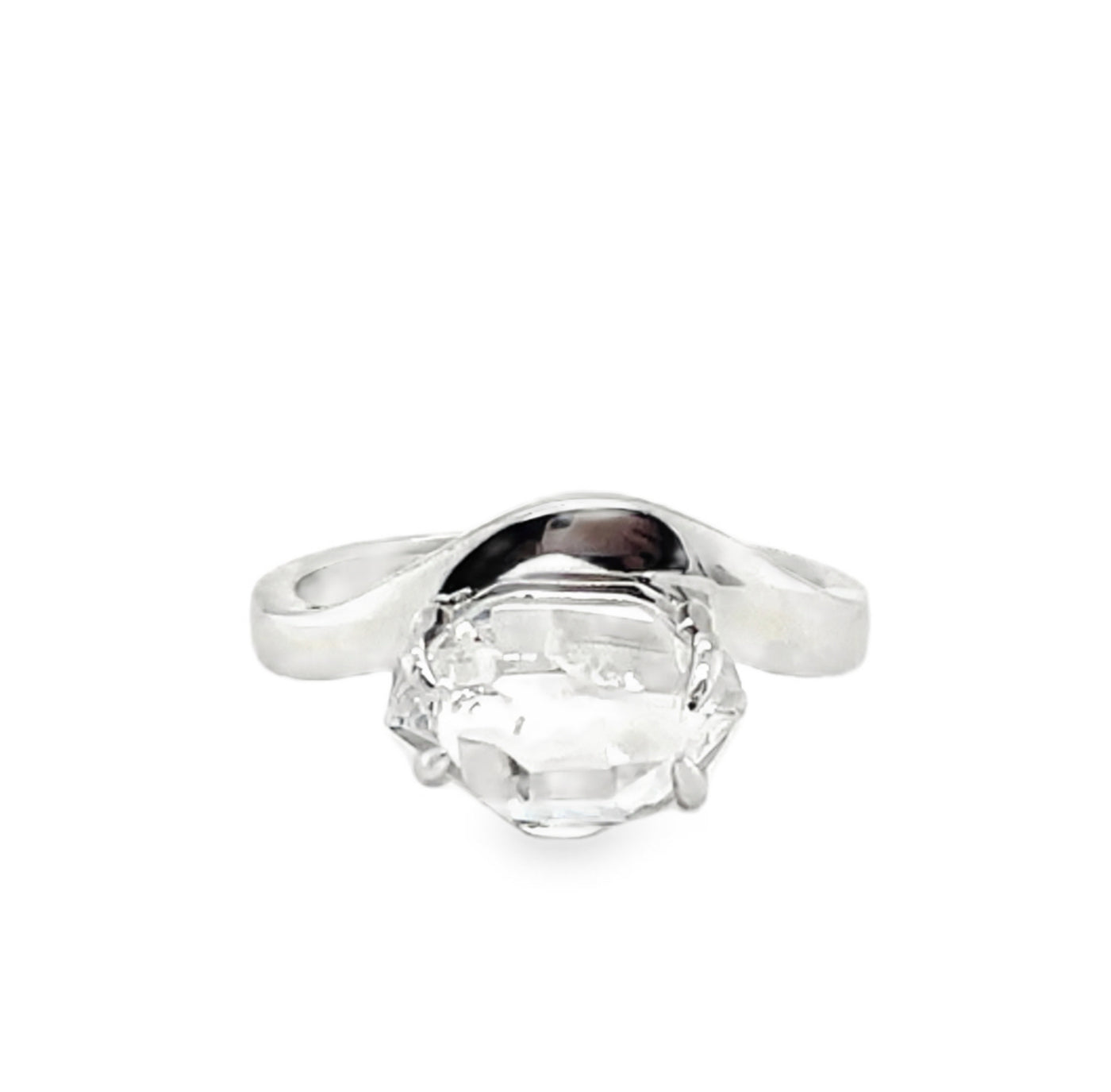 Herkimer Silver Freeform Modern Wave Ring