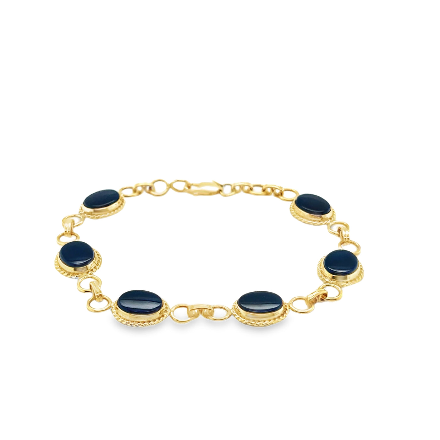 14KY Onyx Oval Line Bracelet