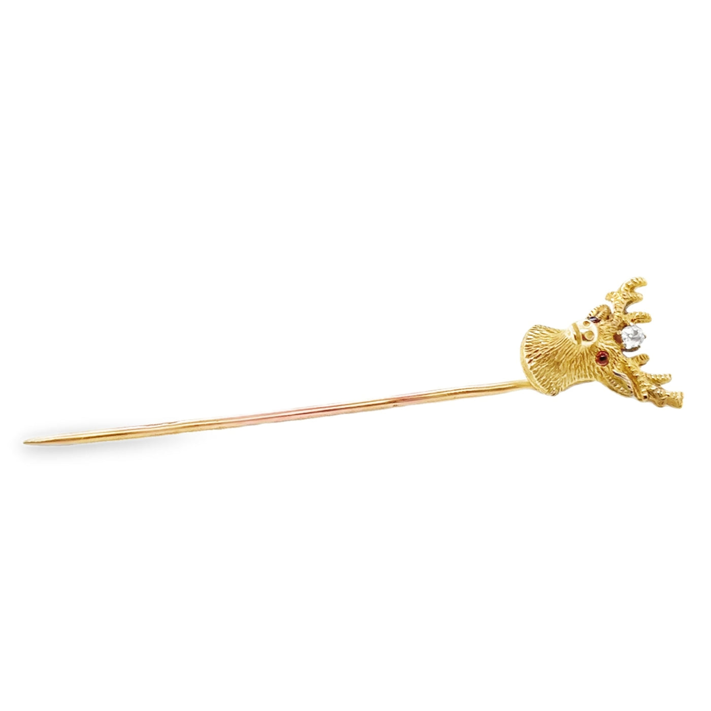 14KY Vintage Diamond and Ruby Deer Pin