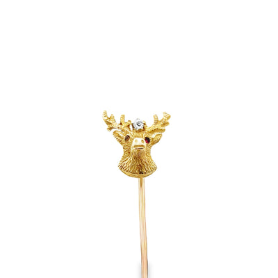 14KY Vintage Diamond and Ruby Deer Pin