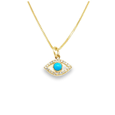 14KY Evil Eye Charm