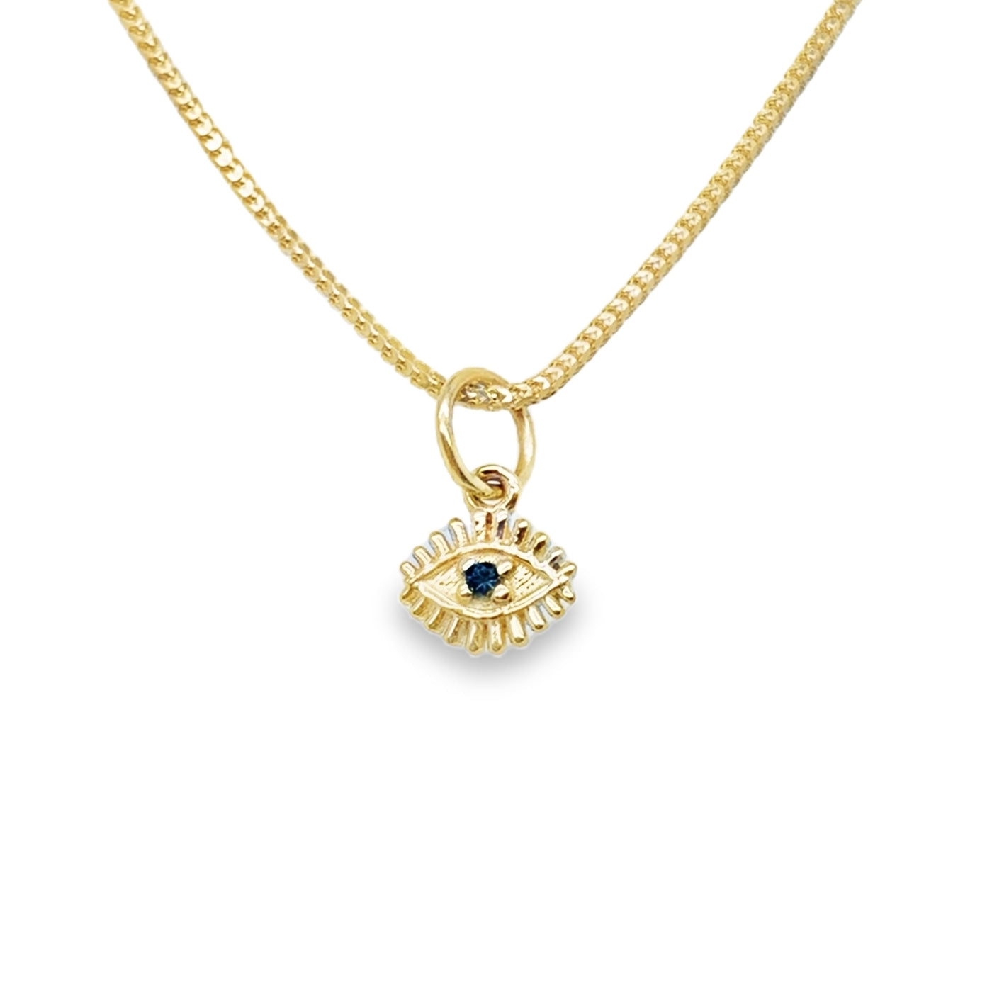 14KY Sapphire Evil Eye Burst Charm